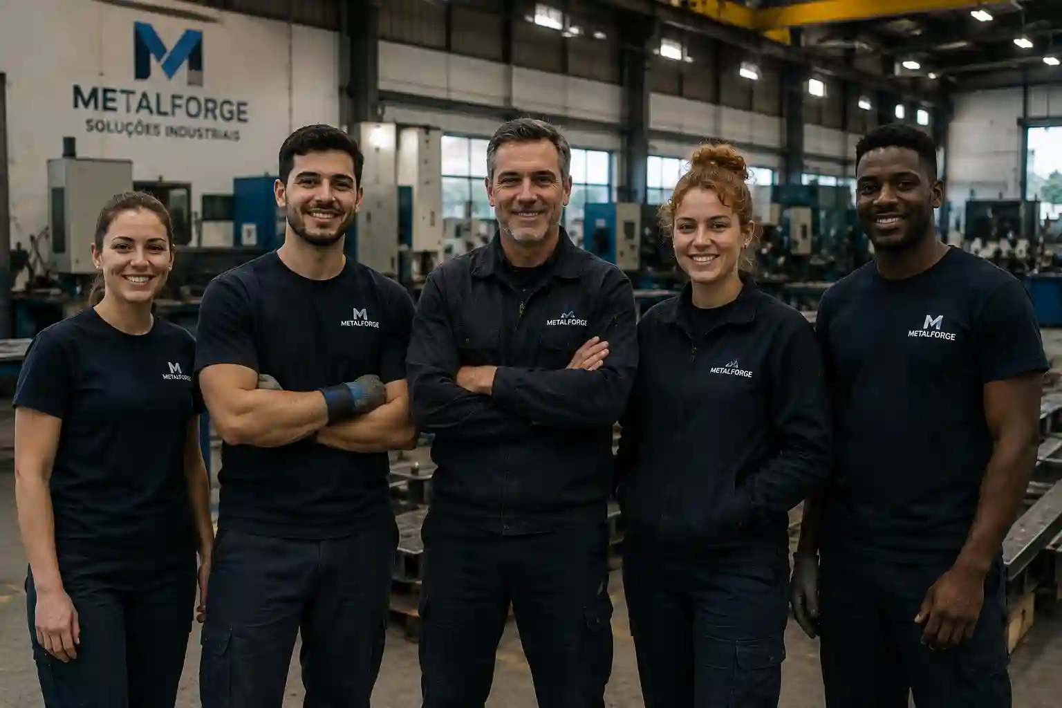 Equipa industrial com roupa de trabalho personalizada